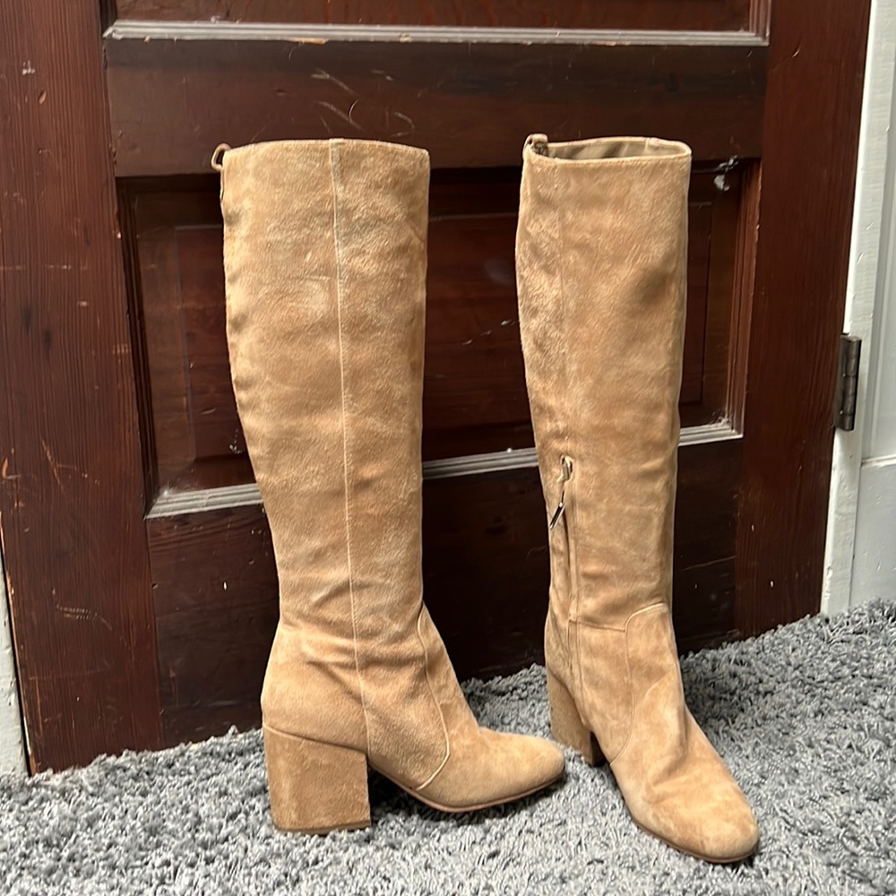 Knee high suede boots